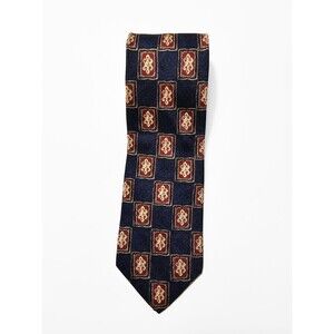 Vintage Aquascutum of London Blue Red Gold Silk 80s 90s Necktie